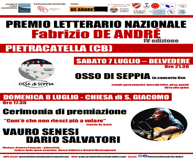 Premiazione della IV edizione del Premio Letterario Nazionale F. De André