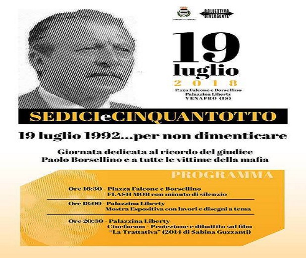 Venafro (Isernia) - evento in ricordo di Paolo Borsellino e di tutte le vittime della mafia