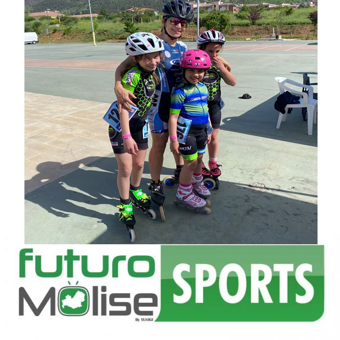 le tre atlete cussine posano con Michela Mannucci pluricampionessa della società Centro Polisportivo Giovanile Aquilano2