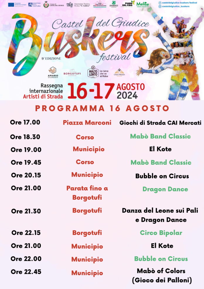 Programma CdG Buskers 16 agosto 2024