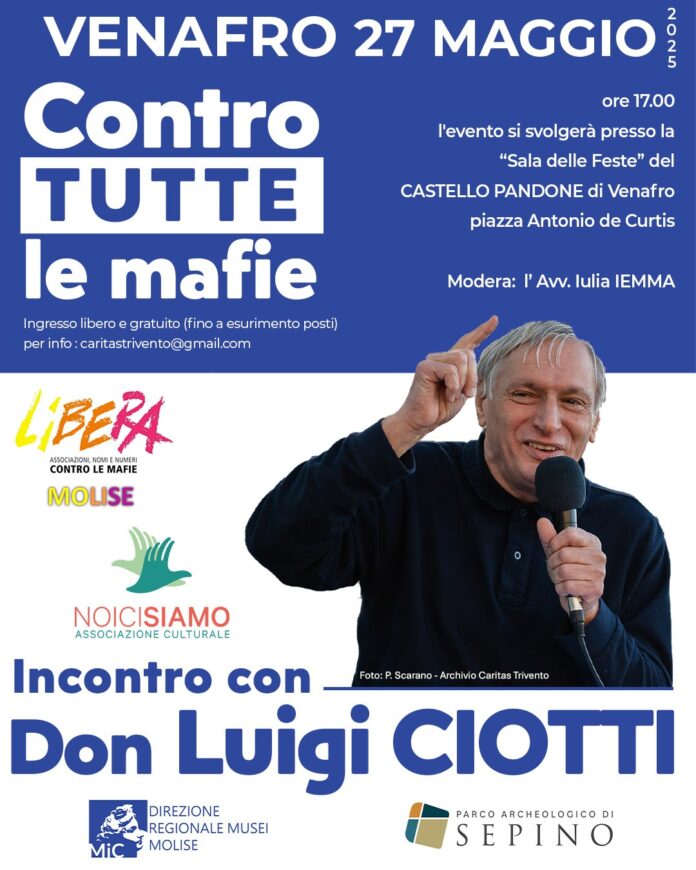 locandina don Luigi Ciotti - 27 maggio Venafro