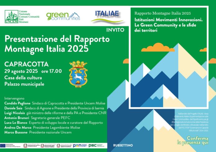Locandina Rapporto Montagne Italia Capracotta 29 agosto 2025
